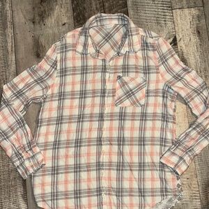 Aeropostale Pink and Gray Button Down Shirt Relaxed Fit-size M